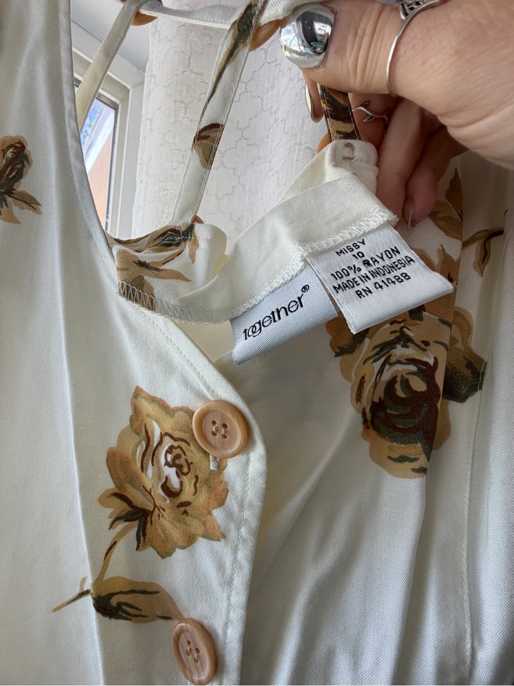 Together Cream Floral Button-Front Sundress - Picture 3 of 5